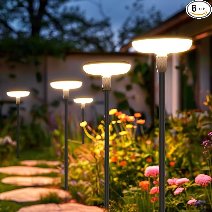 LETMY Solar Lights Outdoor Garden, Upgraded 6 Pack 34LM Tall Solar Garden Lights Outdoor, Waterproof Solar Swaying Lights, Up to 12 Hrs Auto On/Off Solar Lights for Outside Yard Patio Pathway Decor