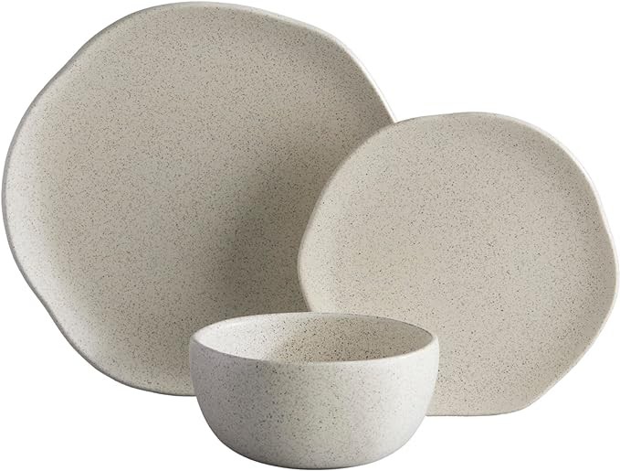 Corona Dinnerware Set 12– piece, Plates and Bowls Set, Ceramic Sets for 4, Microwave and Dishwasher Safe, Orion Reactive Glaze