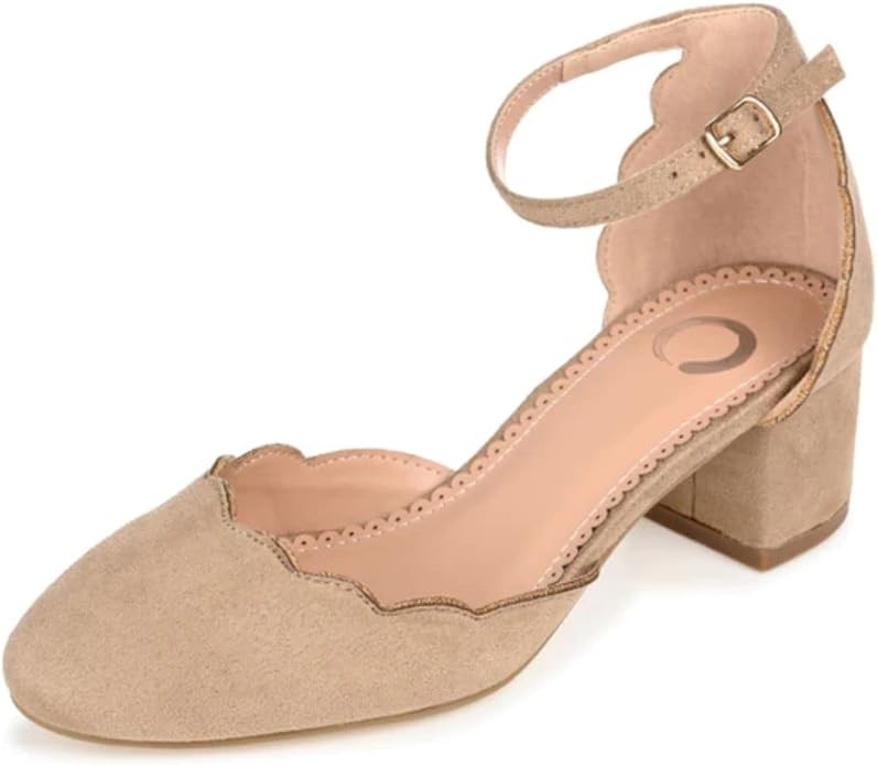 Journee Collection Womens Edna Heels with Buckled Ankle Strap and Tru Comfort Foam Footbed