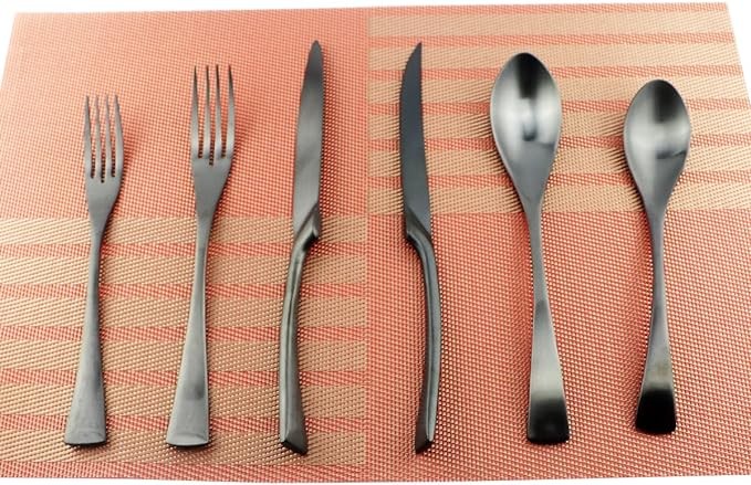 Uniturcky 24-Piece Flatware Set,Extra Thick Heavy Duty - 18/10 Stainless Steel Cutlery Sets,High Matte Black Finish Silverware Flatware Sets Service for 4,Use for Home,Kitchen Utensil Sets