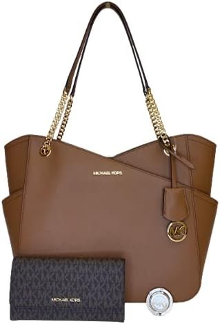 MICHAEL Michael Kors Jet Set Travel Large Chain Shoulder Tote bundled with Michael Kors Jet Set Travel Trifold Wallet