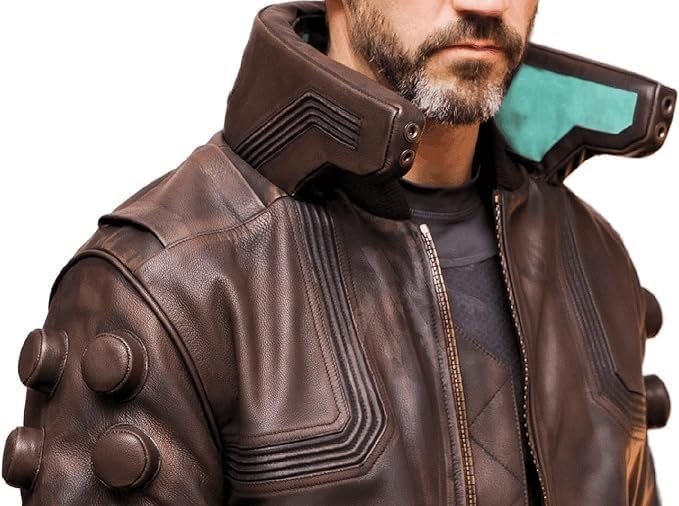 Galaxy Goods Discover the Handmade Halloween Cyber-Punk 2-0-7-7 Game-Inspired Samurai Cosplay Leather Bomber Jacket